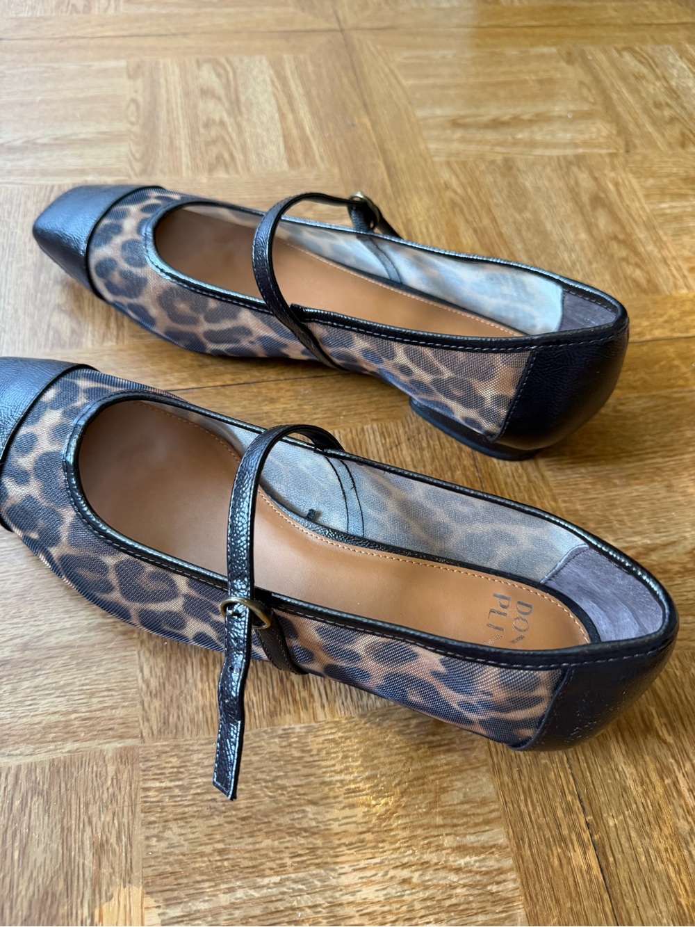 Donald J. Pliner Ditzy Leopard Print Mary Jane Flats with Black Trim - Picture 10 of 11